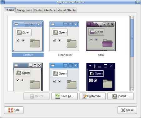 GNOME appearance manager
screenshot
