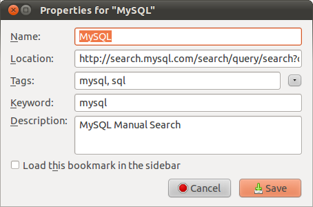 MySQL bookmark
example