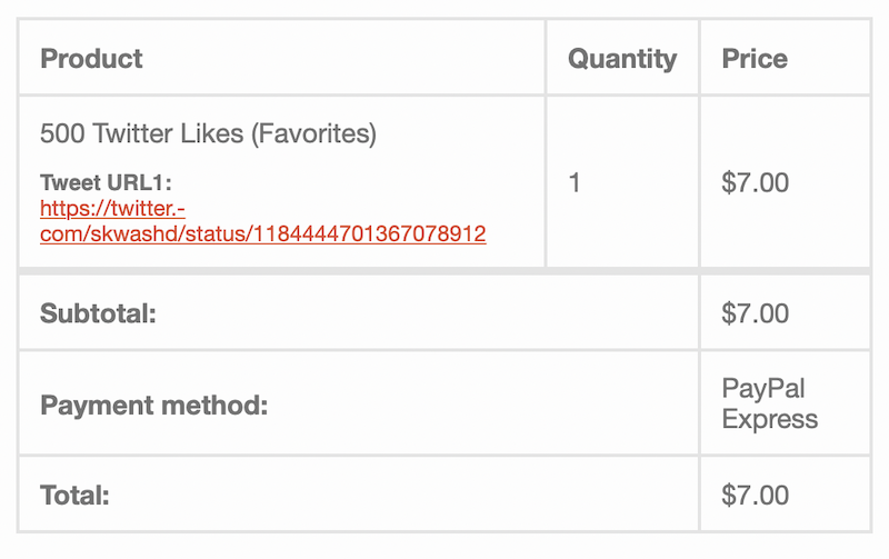 Receipt: 500 likes for
7USD